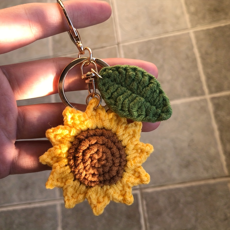 Handmade Crochet Sunflower Keychain