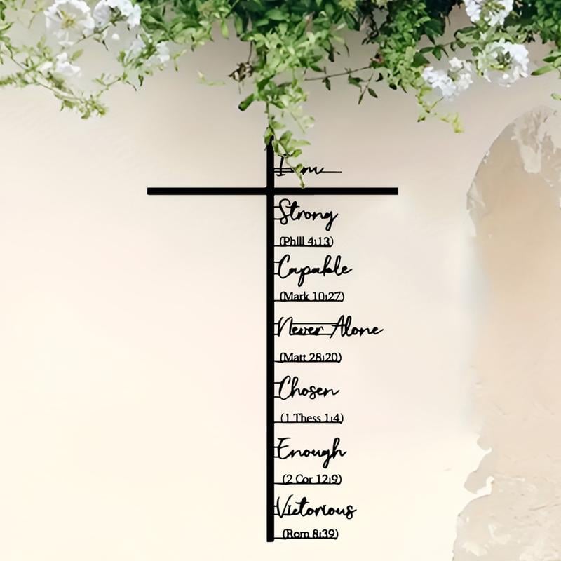 ✝ Christian Metal Wall Cross with Scripture – Inspirational Faith Wall Ar