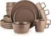 Stone Lain Coupe Dinnerware Set, Service For 4, Black Matte