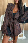 Women's Lapel Long Sleeve Leopard Print Casual Suit