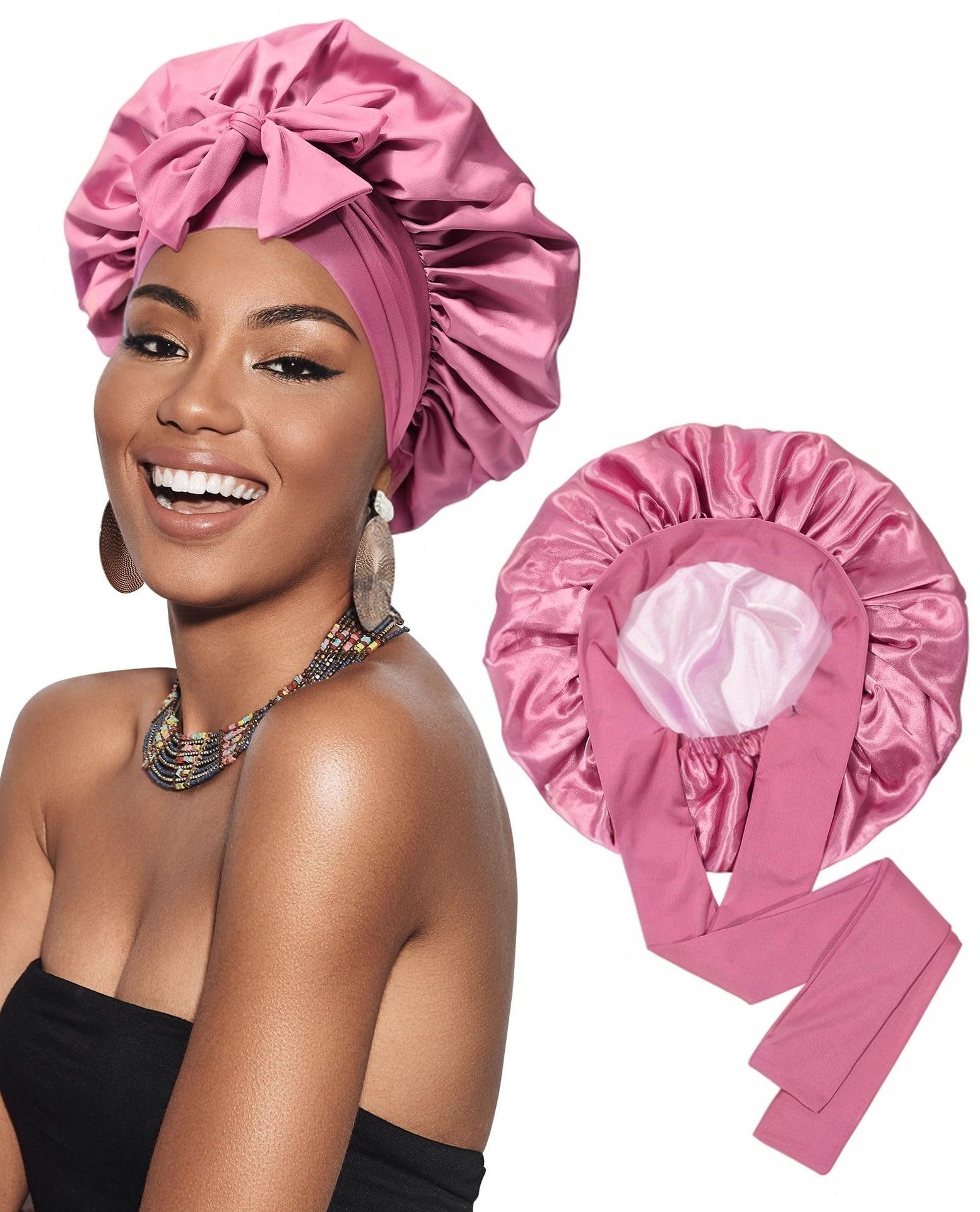 🔥Last Day Promotion 50% OFF🔥Double Layered Satin Night Caps Hair Care Bonnet