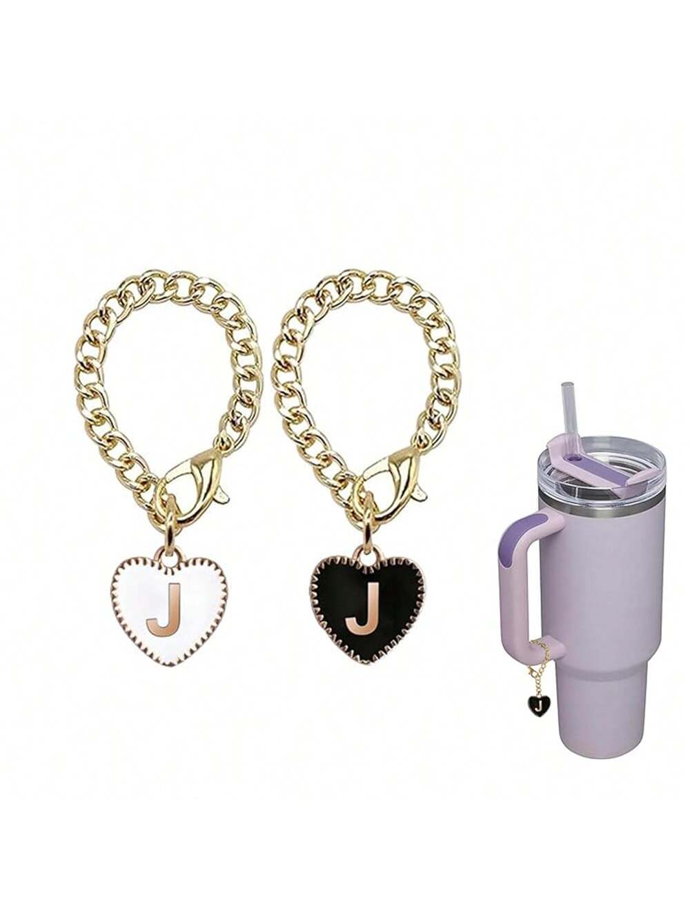 Letter Charm Accessories for  Cup 2PCS Initial Name ID Personalized Handle Charm for  Tumbler