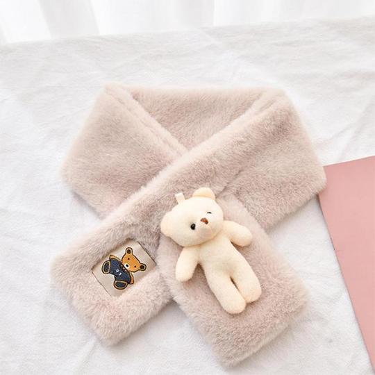 (NEW YEAR Sale NOW - 50% off) 🍀 Cute bear Plush Wrap Neck Warmer Winter Scarf  For Adult And Child 🧸