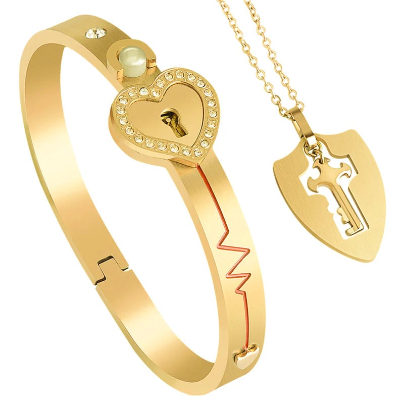 (🔥 Last Day Promotion 70% OFF) Lock Bracelet and Key Necklace Set, Buy 2 Get 10% OFF