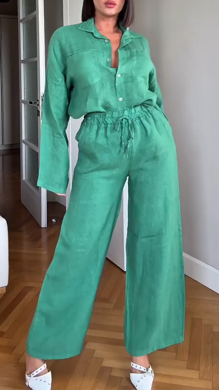 Women's Collar Solid Color Casual Suit