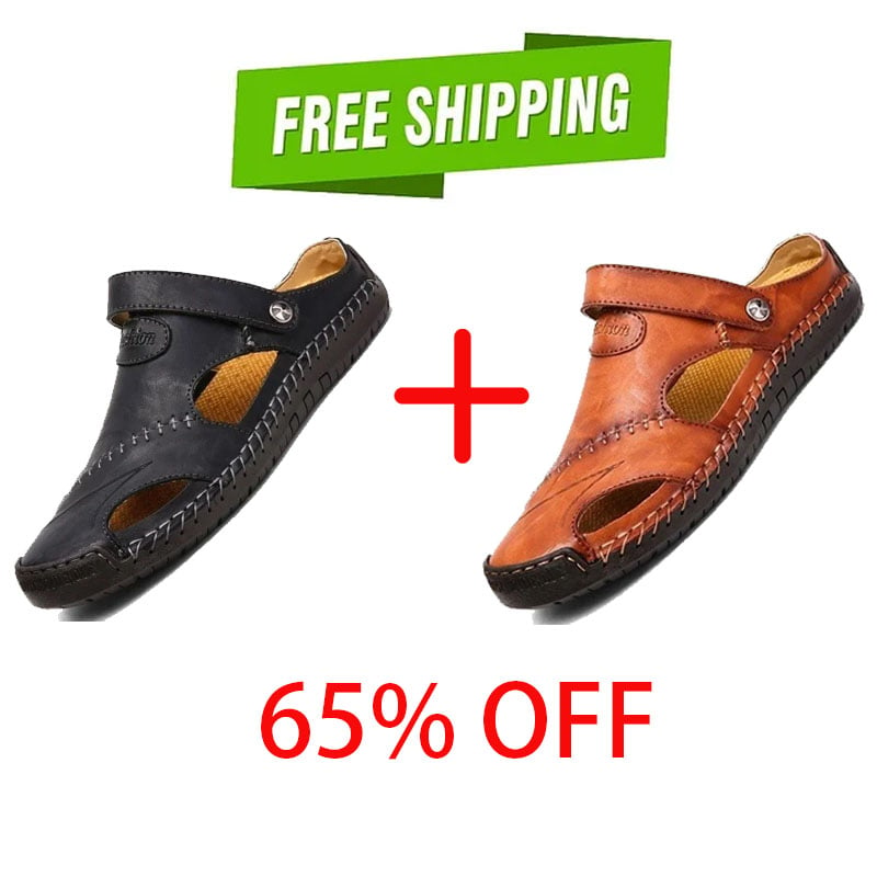 🔥Summer Hot Sale-Large Size Soft Leather Men's Breathable Outdoor Sandals-Buy 2 Get 65% Off + Free Shipping