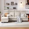 Corduroy Sectional Couch with Ottoman Chaise, L Shaped 4-seat Sofa for Living Room, Apartment, Lounge, Modern Armrest Neck Support Furniture