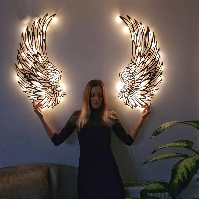 🔥ANGEL WINGS METAL WALL ART WITH LED LIGHTS🎁GIFT TO HER