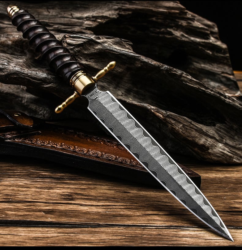 Cicada Damascus Survival Knife
