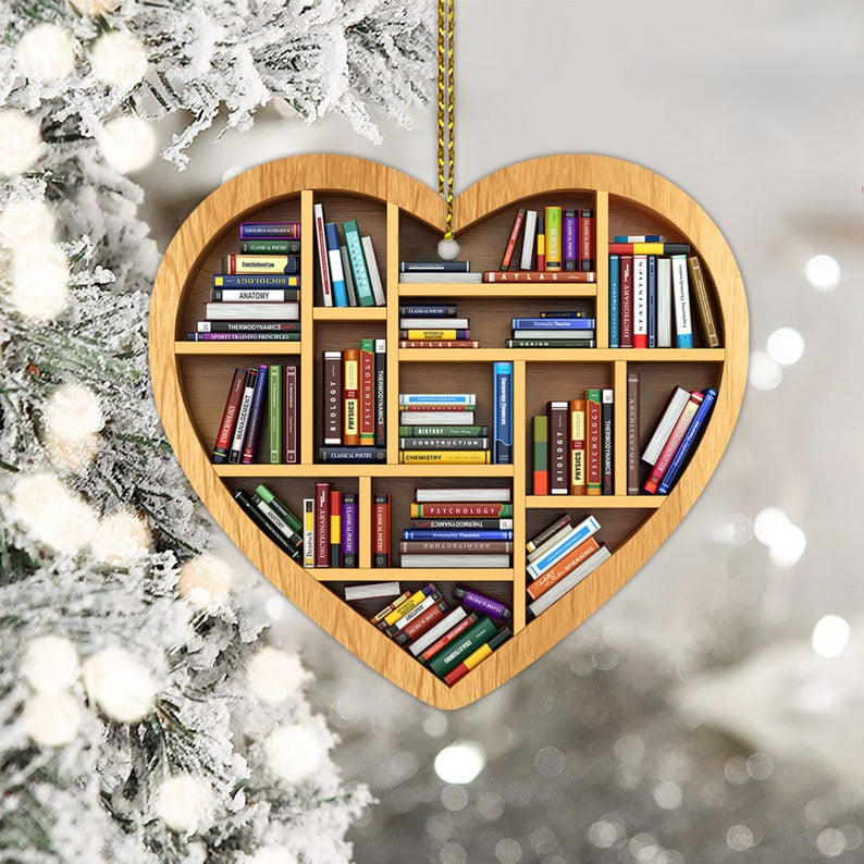 💝Book Lovers Heart Ornament(2D Flat)