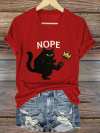 V-Neck Retro No Kings In America Cat Crown Nope Print T-Shirt