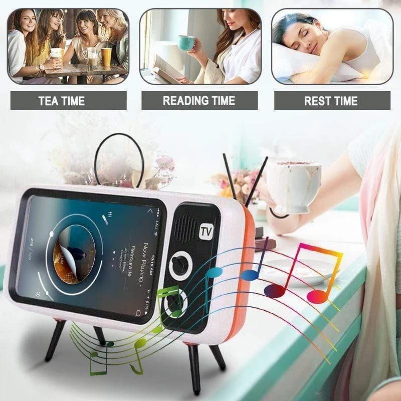 (New Year Flash Sale-50% OFF)Retro TV BlueTooth Speaker Mobile Phone Holder- Suitable for all models of mobile phones