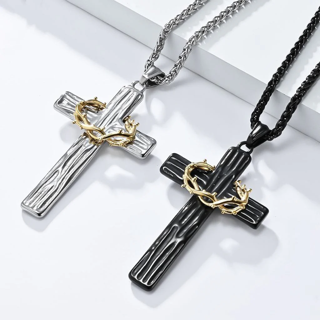 ✝️100% Handmade Crown Of Thorns Cross Necklace