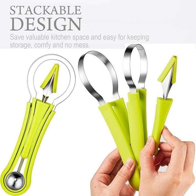 Stainless Steel 4 In 1 Melon Scoop Fruit Carving Tool Set