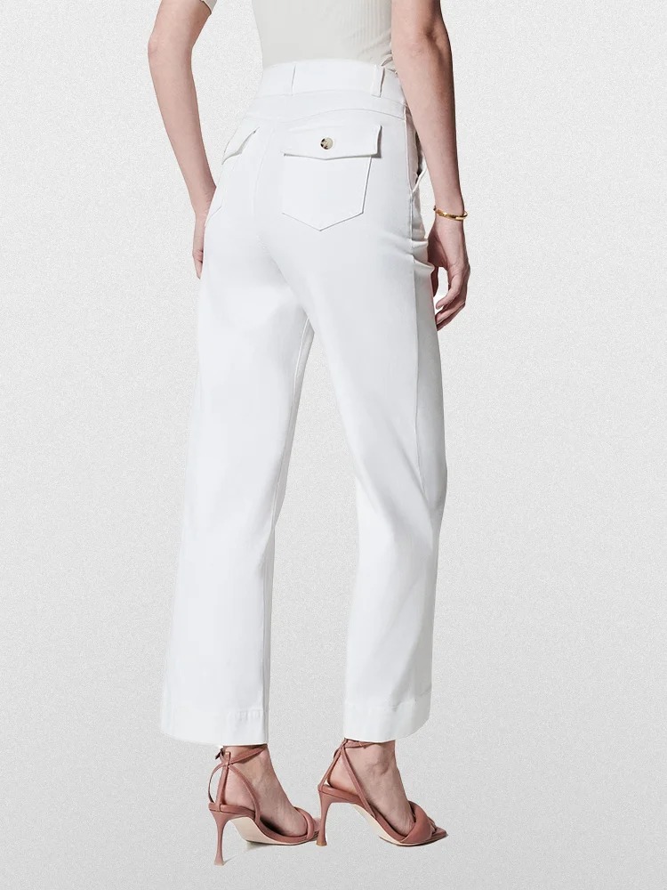 (🔥Last Day Promotion 50% OFF) Tummy Control Twill Cropped Wide Leg Pant - Free Shipping