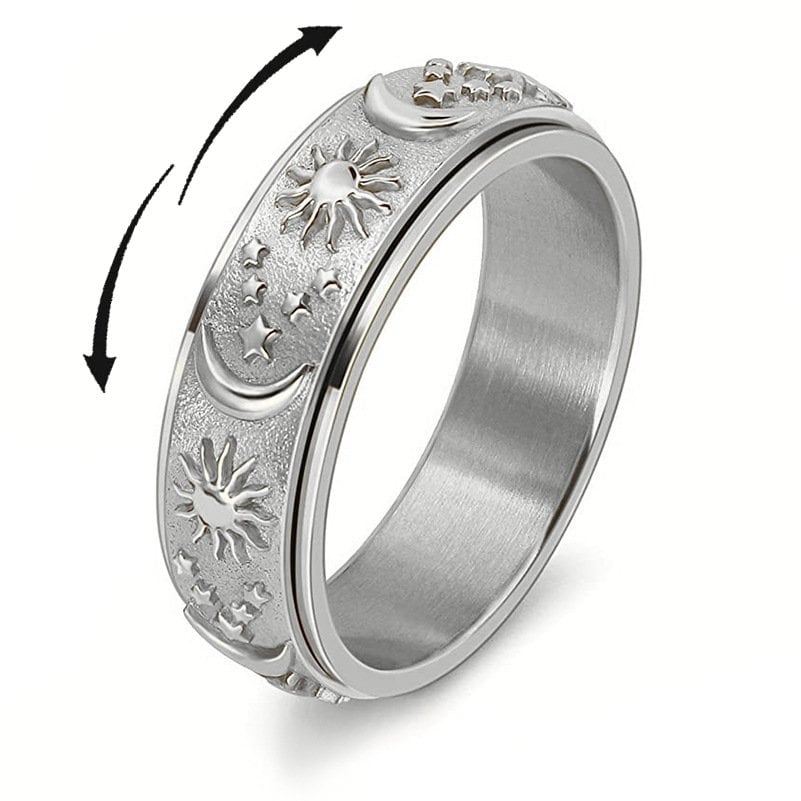 🎁Last Day Sale - 70% OFF🎉Sun, Moon, and Stars Anxiety Relief Spinner Ring for Couples💕