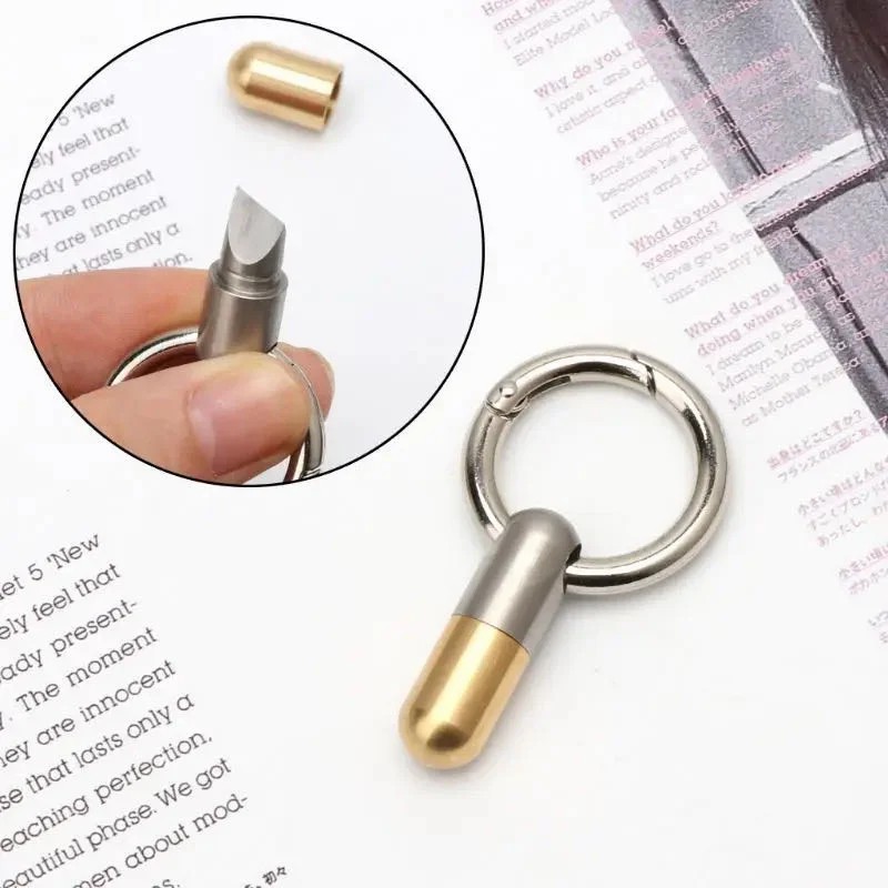 Stainless Steel Capsule Keyring EDC Cutting Tools