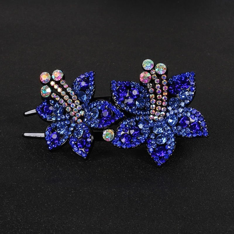 (Christmas Hot Sale- 49% OFF) Rhinestone Double Flower Hair Clip- Buy 4 Free Shipping