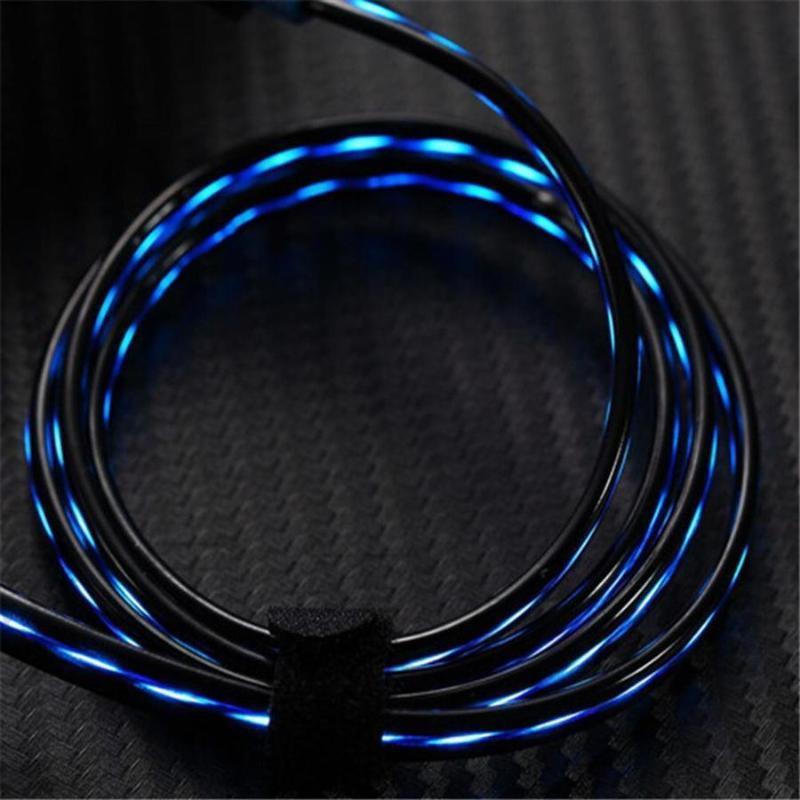 1m Cool LED Visible Flowing Micro USB Charging Cable for iPhone/Android