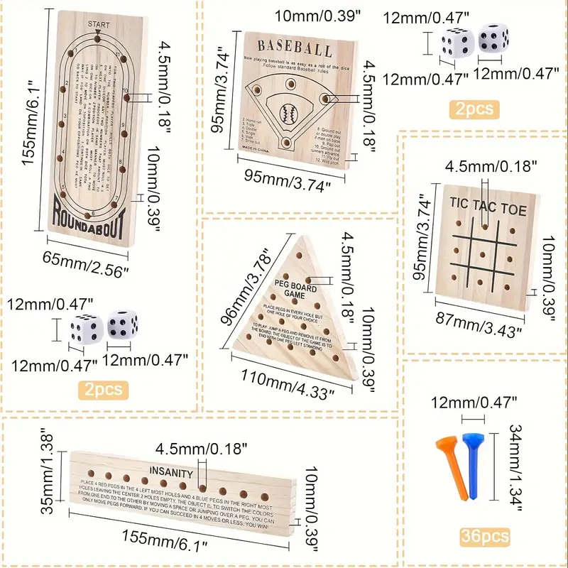 Wooden Peg Game Kit