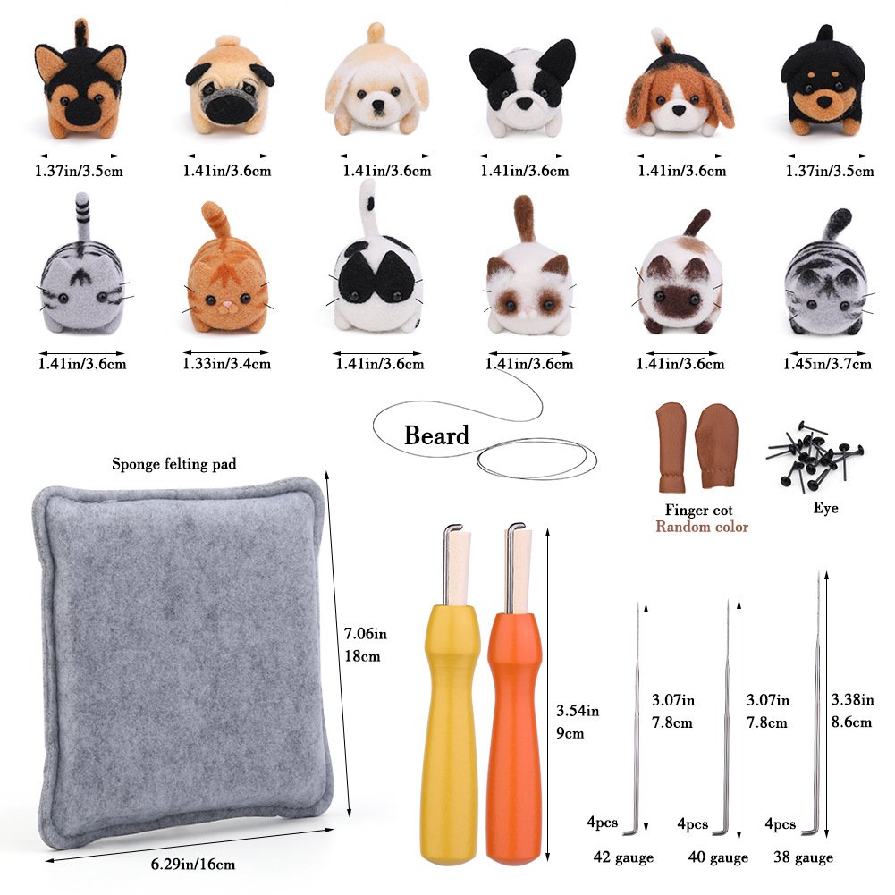 Animals Wool Felt Set with Instruction and Video