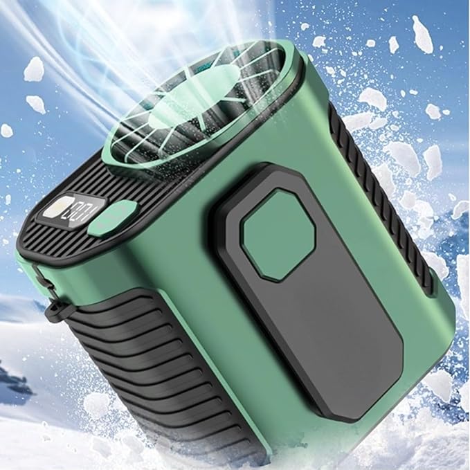 Portable Waist & Neck Fan with Power Bank and LED Light for Outdoor Use