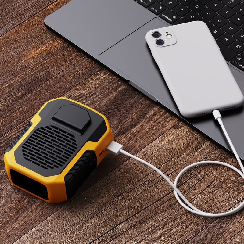 Portable Waist & Neck Fan with Power Bank and LED Light for Outdoor Use