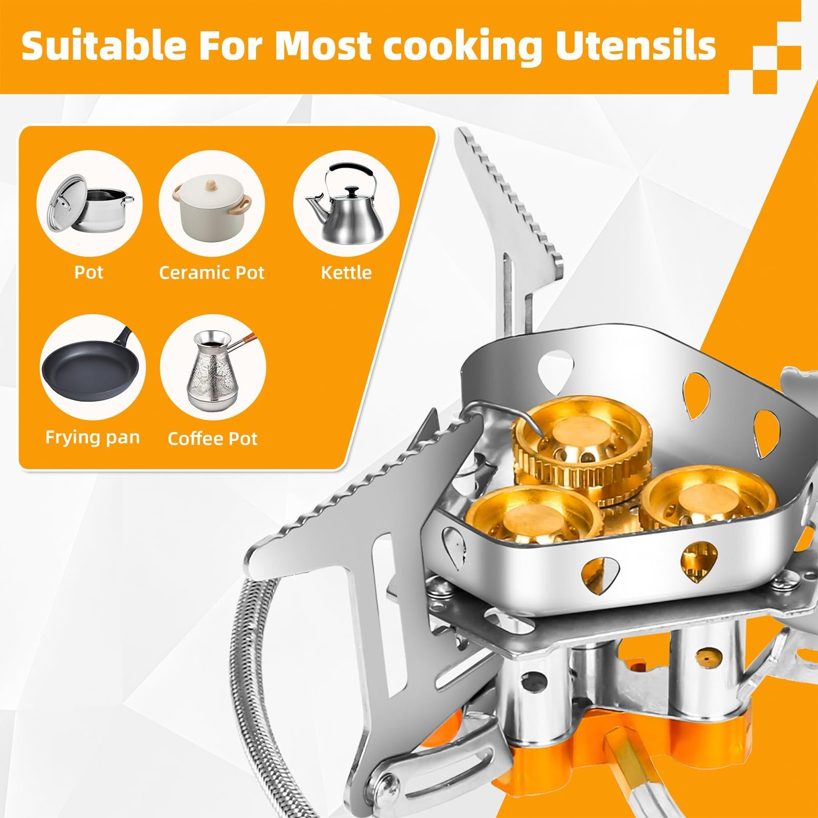 🔥LAST DAY 57% OFF🌟9900W/12800W Windproof Camping Stove, Camping Gas Stove with Piezo Ignition