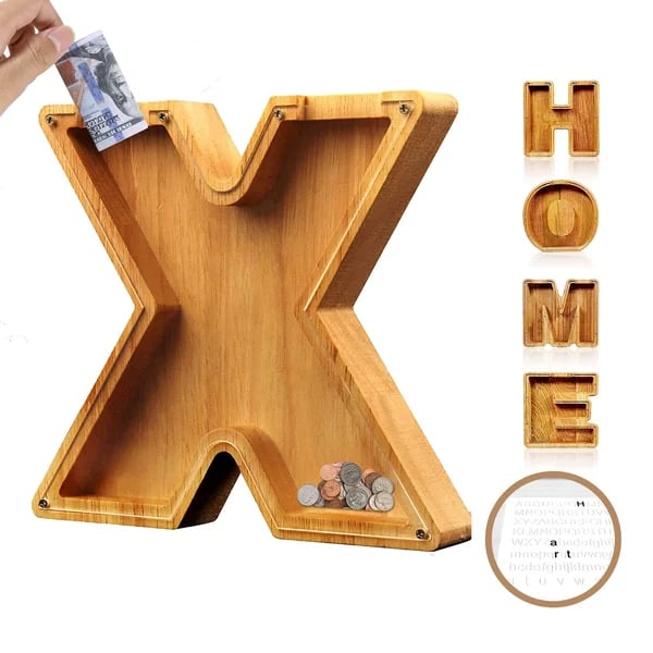 (🔥Last Day Promotion- SAVE 70% OFF)Large Personalized Wooden Alphabet Piggy Bank-Buy 2 Get VIP Shipping