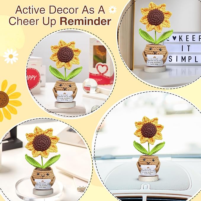 💥LAST DAY SALE 50% OFF💥Handmade Positive Sunflower Doll Crochet with Card