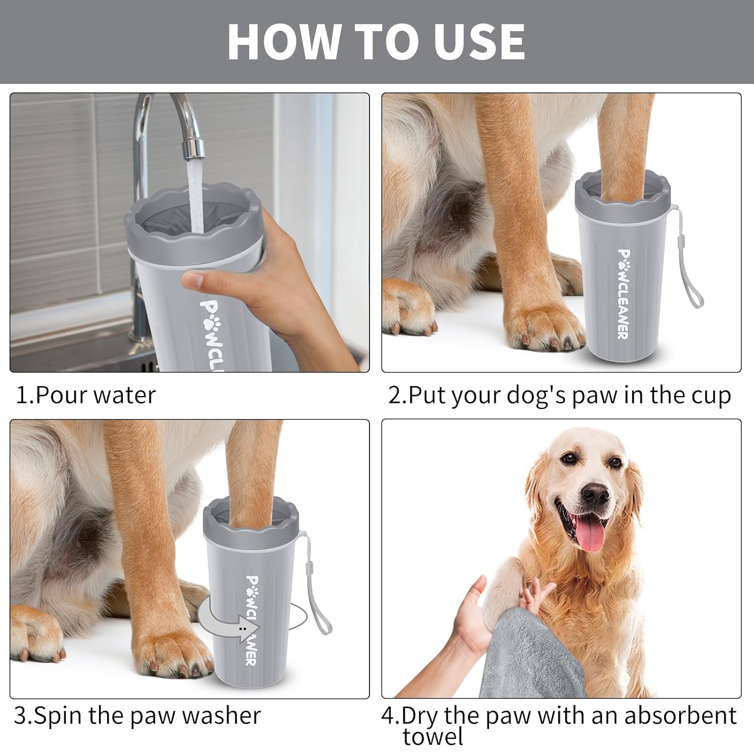 Dog Paw Cleaner, Washer, Buddy Muddy Pet Foot Cleaner for Small Medium Large Breed Dogs/Cats (with 3 absorbent towel)