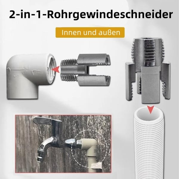 🔥Hohe Qualität- Integriertes Werkzeug zum Innen- und Außengewindeschneiden von Rohren