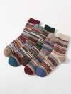 Christmas autumn and winter warm mid-calf socks, five pairs