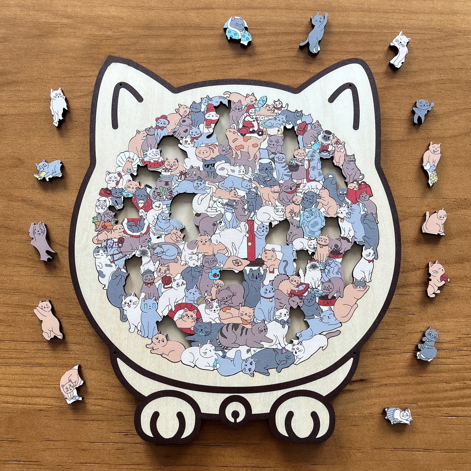 🎁TikTok Last Day Sale - 70% OFF🔥135-Piece Morandi-Colored Cat Shaped Wooden Jigsaw Puzzle