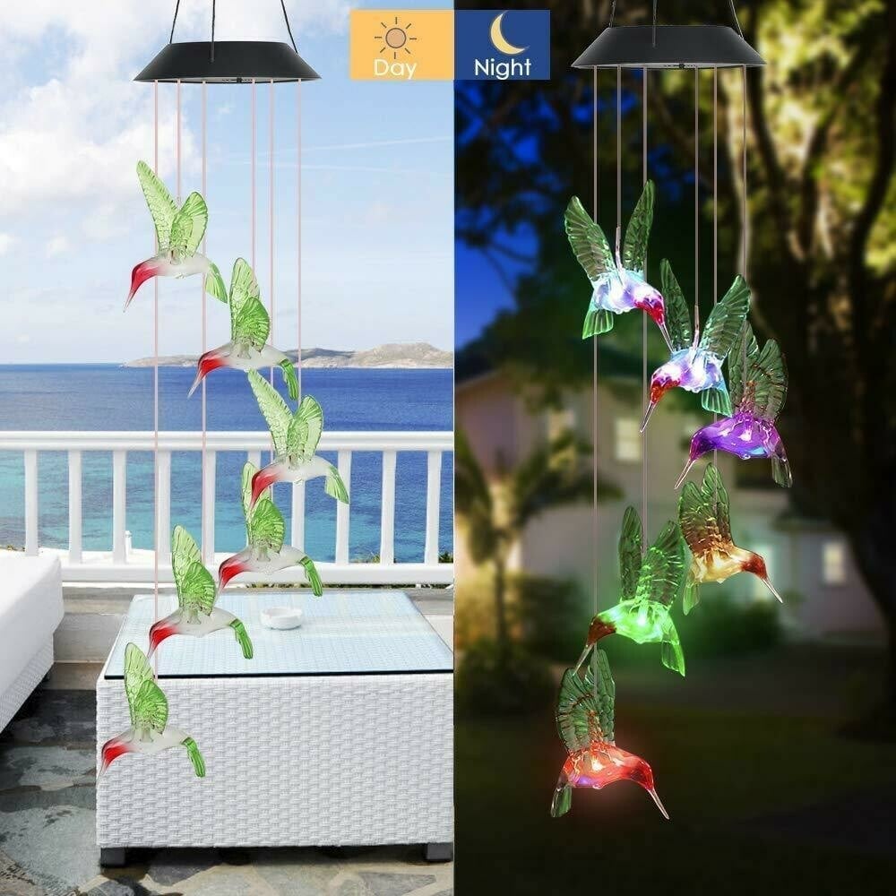 Last Day Sale-Solar LED Lights Hummingbird Wind Chimes