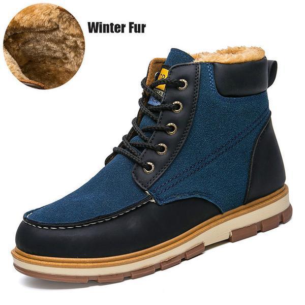 Winter Split Leather Warm Men Snow Boots