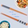 GLAMFIELDS Reusable Chopsticks Japanese Natural Wooden 5 Pairs Classic Style Lightweight Hand-Carved Safe Chop Sticks 8.8 Inch/22.5cm Gift Set