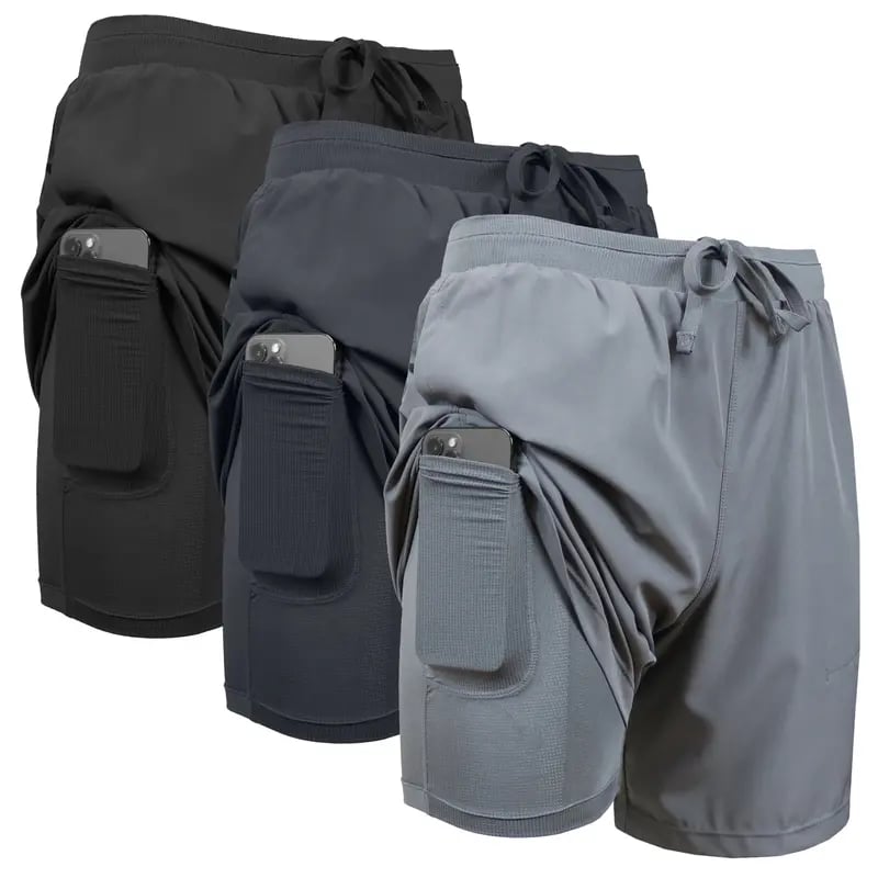 🎁TikTok Last Day Sale - 70% OFF🔥3-Pack Men's 2 in 1 Stretch Active Quick Dry Gym Running Shorts With Liner