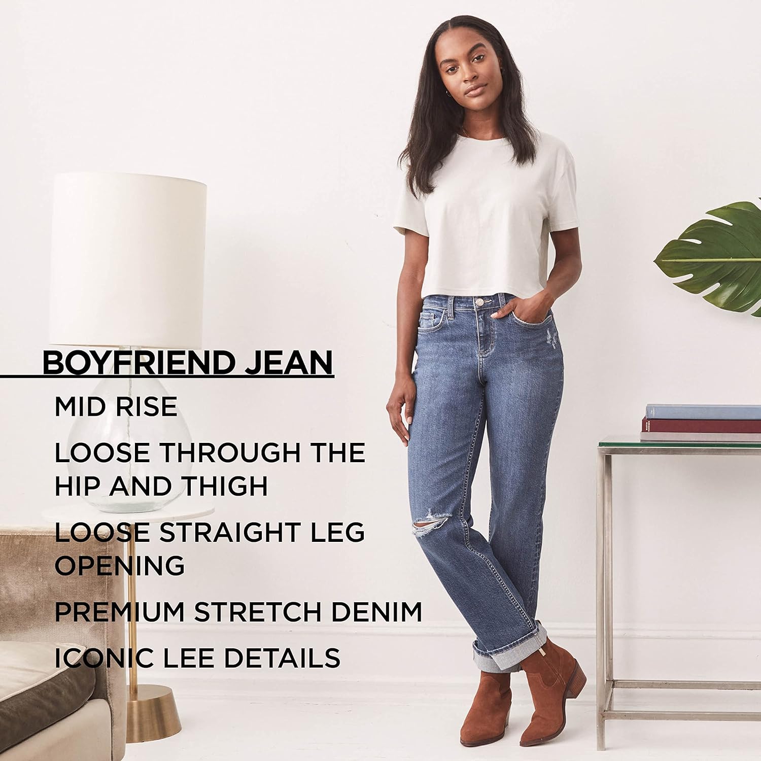 Lee Women's Mid Rise Boyfriend Jean