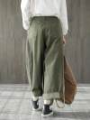 Odessa Vintage Loose Belted Ruffle Cotton Wide Leg Pants with Turnover Hems