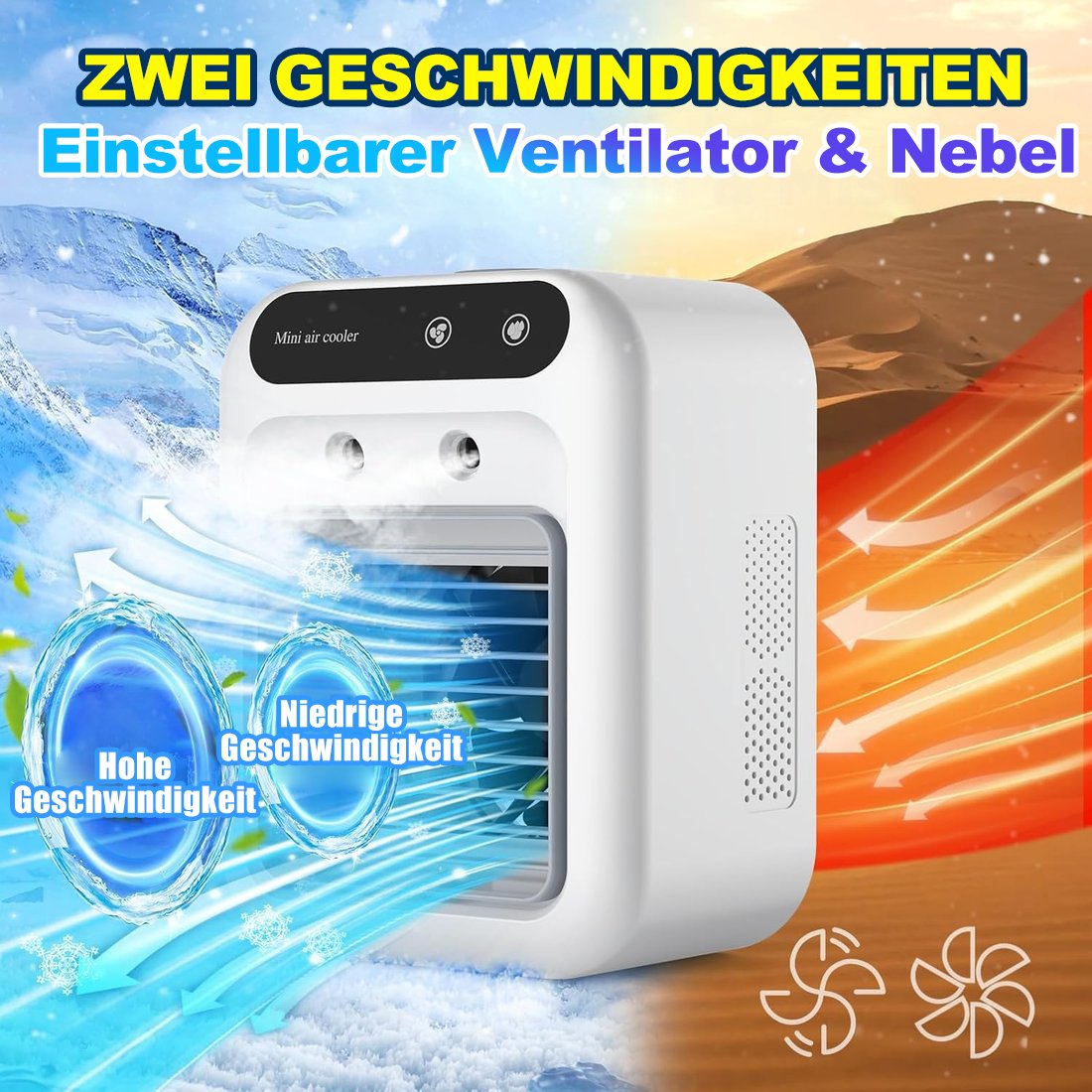 🔥Letzter Tag 50% RABATT-Tragbares AC mit 2 Geschwindigkeiten und 2 Nebelmodi