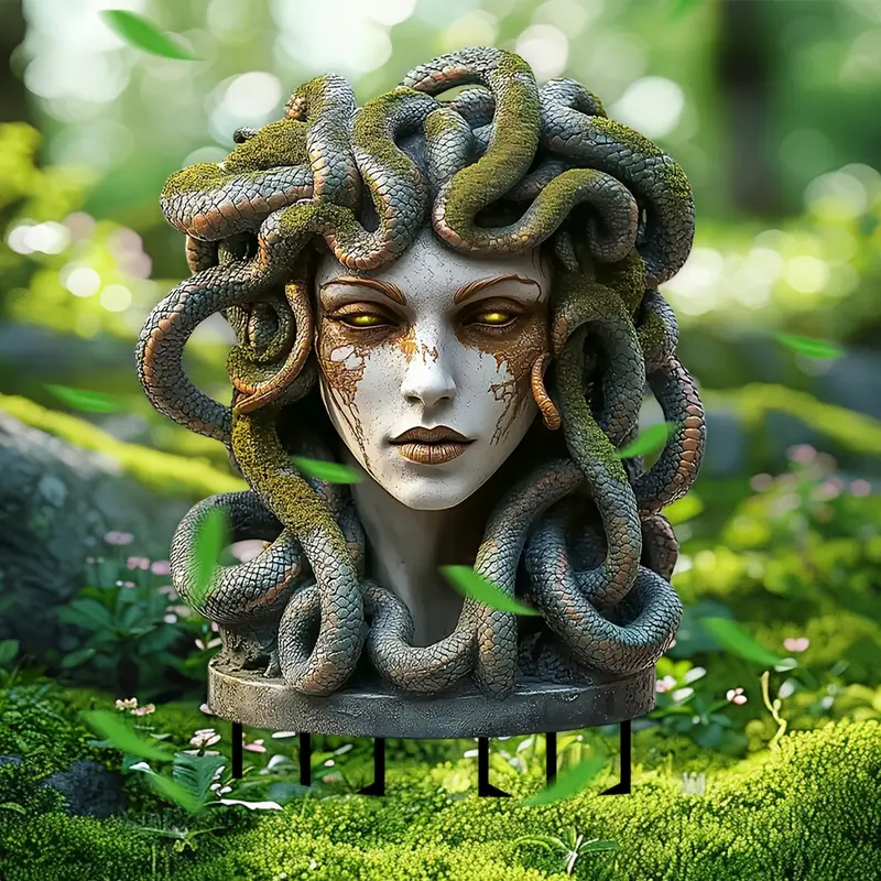 Medusa and Snake Garden Stake