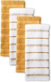 KitchenAid Albany Kitchen Towel 4-Pack Set, Grey/White, 16