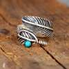 🔥 Last Day Promotion 49% OFF🎁Boho Feather Turquoise Adjustable Ring