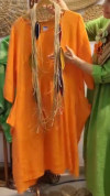 Women's V-neck Mid-sleeve Cotton and Linen Casual Dress