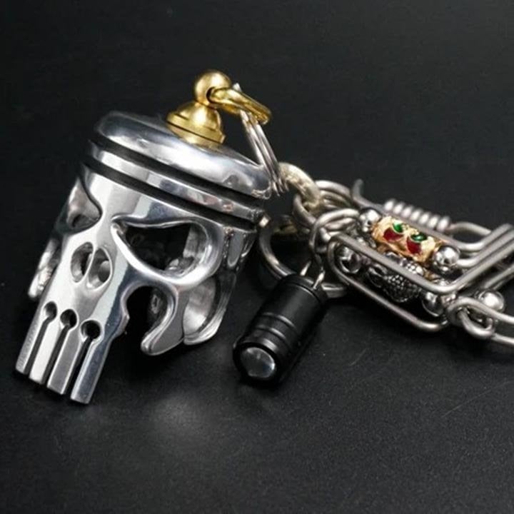 🔥Handmade Piston art skull keychain (Pendant/Flashlight/Bottle Opener)