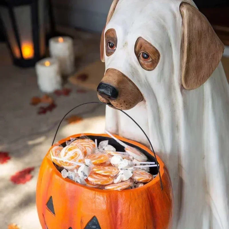 🔥Halloween Sale 49% OFF-🔥-Halloween Dog Elf Candy Bowl Ornament （Pumpkin Trick Or Treat）