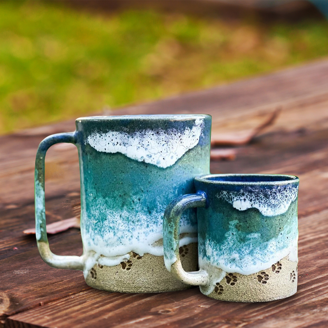 🌊✨Handmade Paw Print Ocean Shoreline Mug -（Save 49% on hot first week sales）