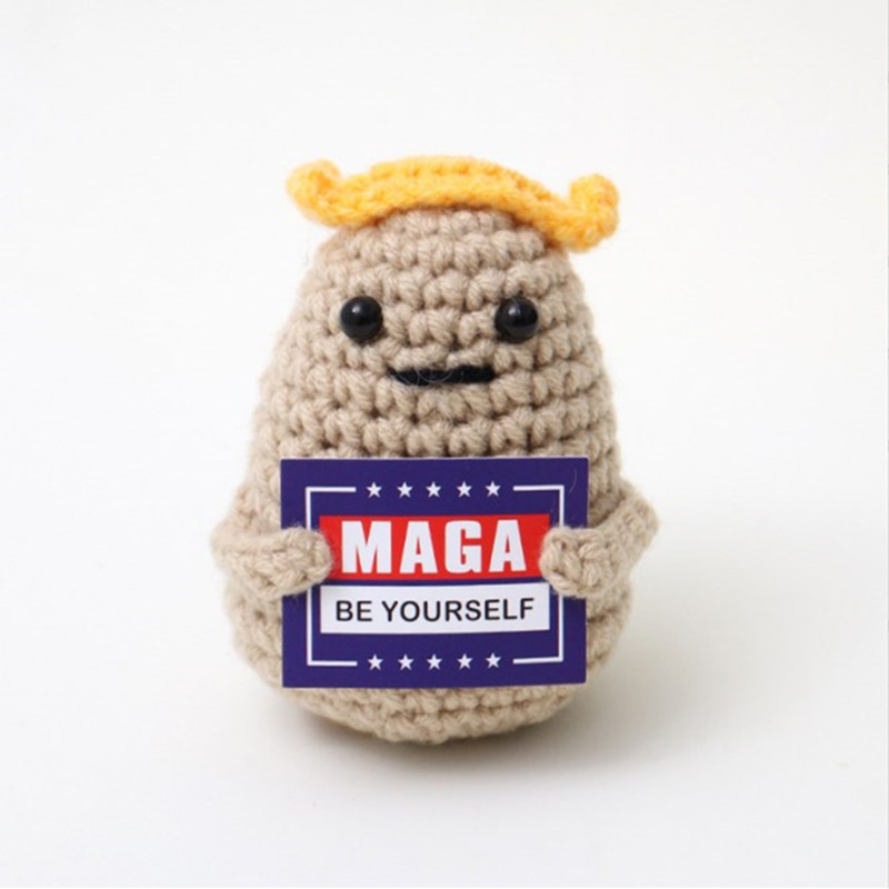 The cutest little crochet potato with a positive message.