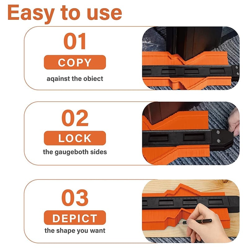 Contour Gauge Profile Tools 6/10 Inch Precisely Copy Irregular Shape Duplicator with Double Lock